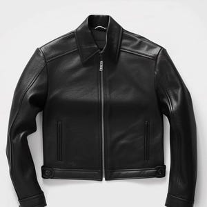 Men&#39;s Black Cowhide Leather Jacket | Real Leather Biker Moto Jacket for Men | Handmade Slim Fit Vintage Style Coat | Gift for Him