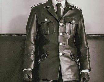 Men Real Leather Jacket Leather Tunics Leather Shirt BLUF Police Jacket Premium Quality Genuine Leather