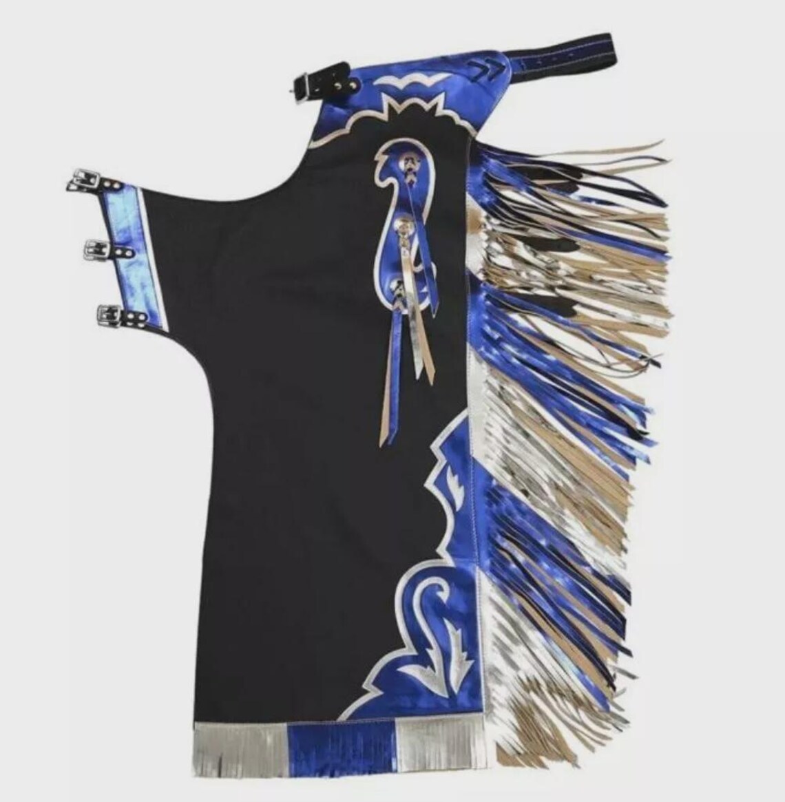 Bull Riding Handmade Rodeo Chap Pro Smooth Black Leather Adult Fringed ...