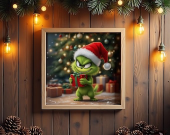 Grinch Framed Framed Poster – Christmas Wall Art, Holiday Decoration, Grinch Wall Hanger, Festive Home Decor
