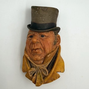 Vintage Bossons Mr. Micawber Chalkware Head 1964 – Dickens Wall Plaque England