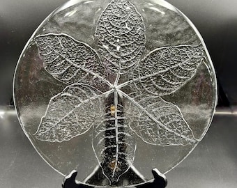 Kosta Boda “Party Leaf” Glass Platter – Göran Wärff – Swedish Crystal Torte Plate