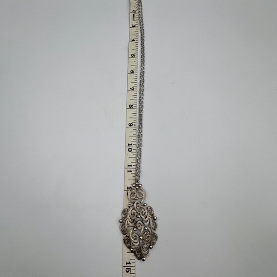 Silver-Tone Lisner Scrollwork Pendant & Earrings … - image 9