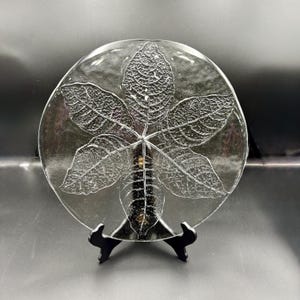 Vintage Kosta Boda Ice Glass Leaf Platter: Scandinavian Modern Design
