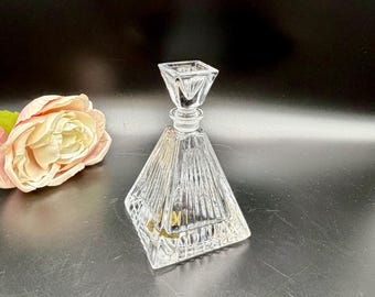 Vintage RCR Italy Crystal Perfume Bottle | Art Deco Pyramid Vanity Decanter