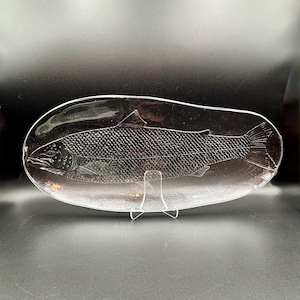 Kosta Boda Fish Platter by Göran Wärff | Mid-Century Modern Glass Tray | Swedish Art Glass | Vintage Entertaining Serve ware- 1970s