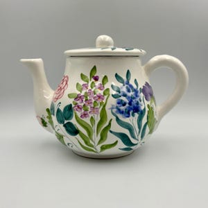 Vintage Mesa International Floral Teapot: Hand-Painted Ceramic, Made in Italy