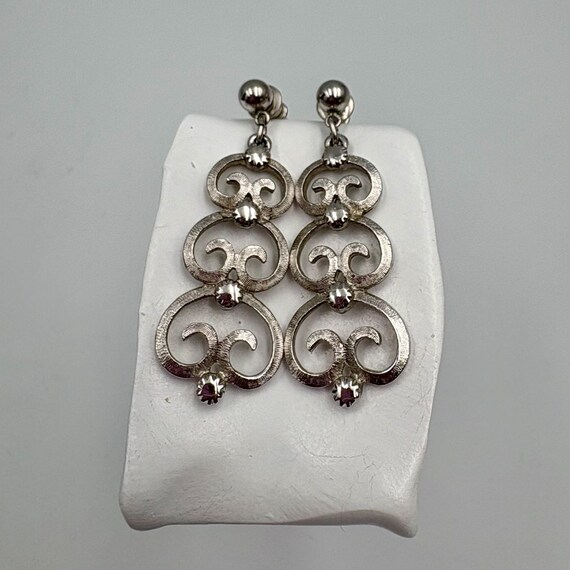 Silver-Tone Lisner Scrollwork Pendant & Earrings … - image 4
