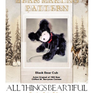 Teddybeerpatroon naaien PDF - 1902 Black Bear Cub staande op alle vier - kunstenaarsreplica van Washington Post Cartoon door Clifford M. Berryman