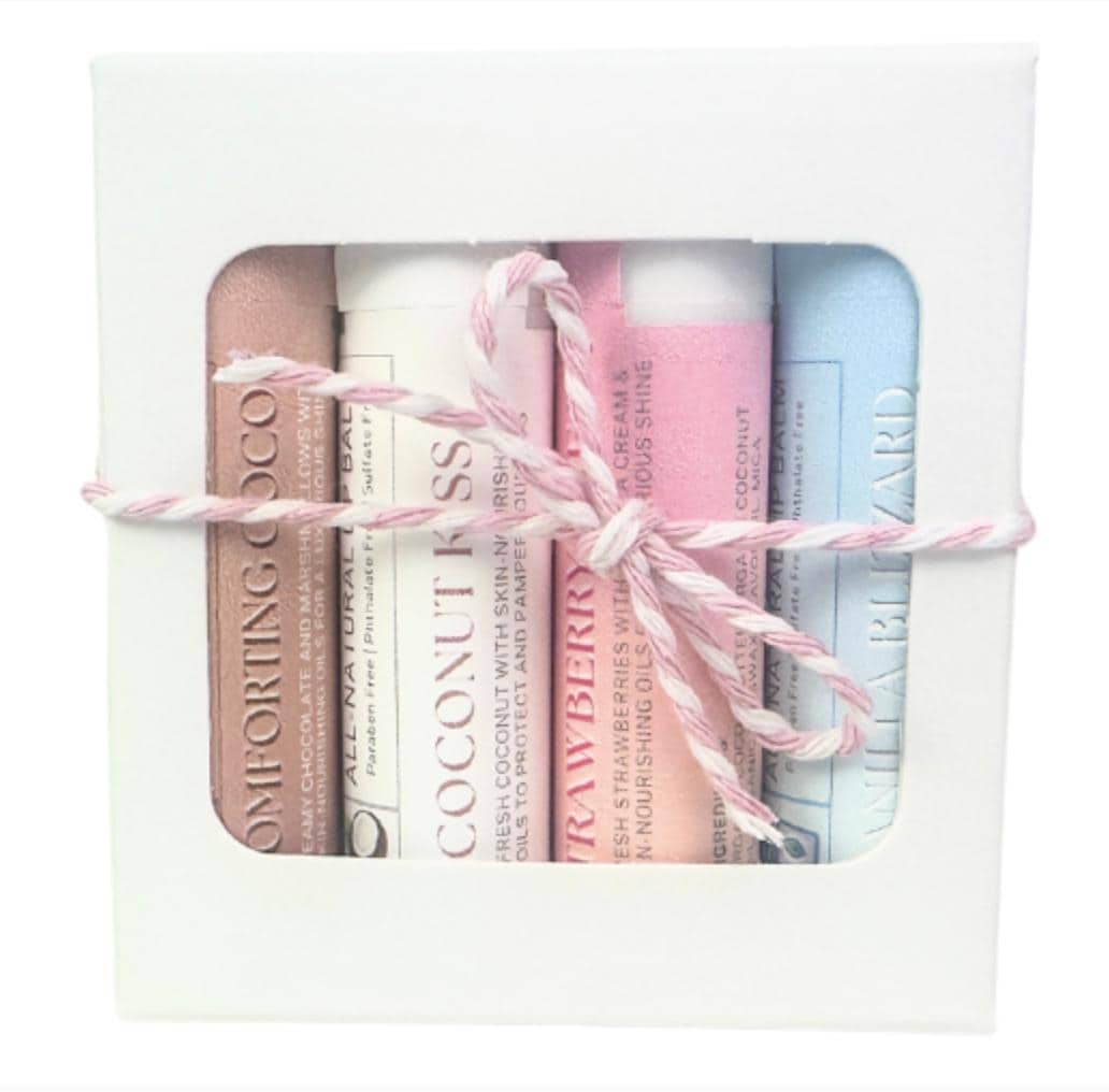 4-Pack Gourmet Lip Balm Gift Set: Hand-Poured, Delicious Flavors