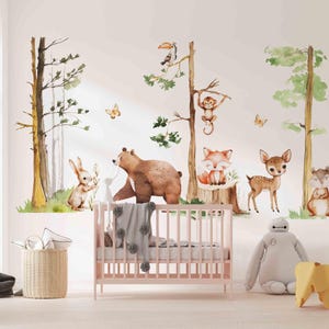 Set Forest Animals Wall Stickers for Children&#39;s Room Dandelion Animals Wall Decal for Baby Room, Wall Sticker Nursery