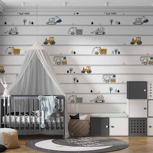 Trucks & Tractors Wall Mural: Kids Room Peel and Stick Wallpaper