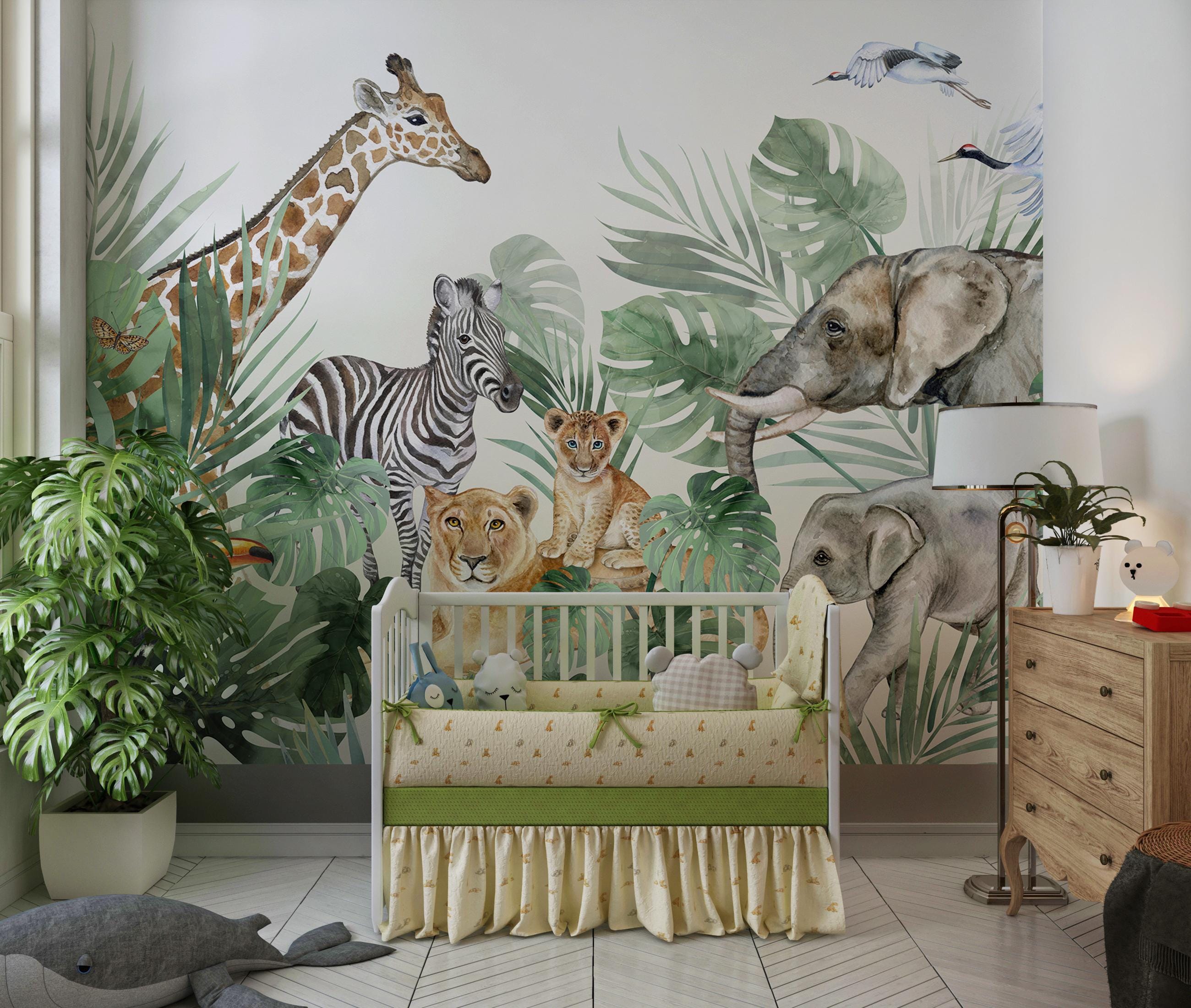 Jungle Safari Animals Wall Mural: Peel and Stick Removable Wallpaper ...