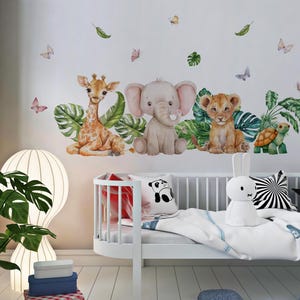 Jungle Giraffe Lion Wall Sticker for Children&#39;s Room Safari Animals Wall Sticker Baby Room Boho Wall Sticker