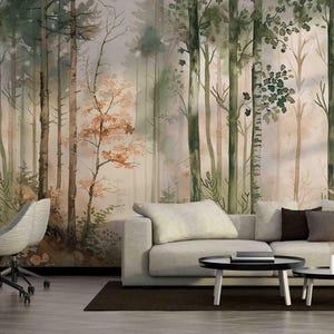 Carta da parati Woodland, Carta da parati Nature, Carta da parati Nursery, Carta da parati Living Room, Murale Forest, Murale Cafe Wallpaper, Carta da parati Forest