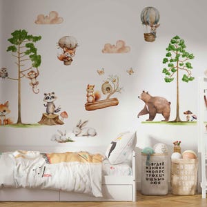 Woodland Animals Wall Stickers for Children&#39;s Room, Dandelion Animals Wall Decal for Baby Room, Wall Sticker Nursery