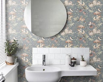 Whimsical Woodland Animal Wallpaper – Nursery & Kids Room Peel and Stick Mural