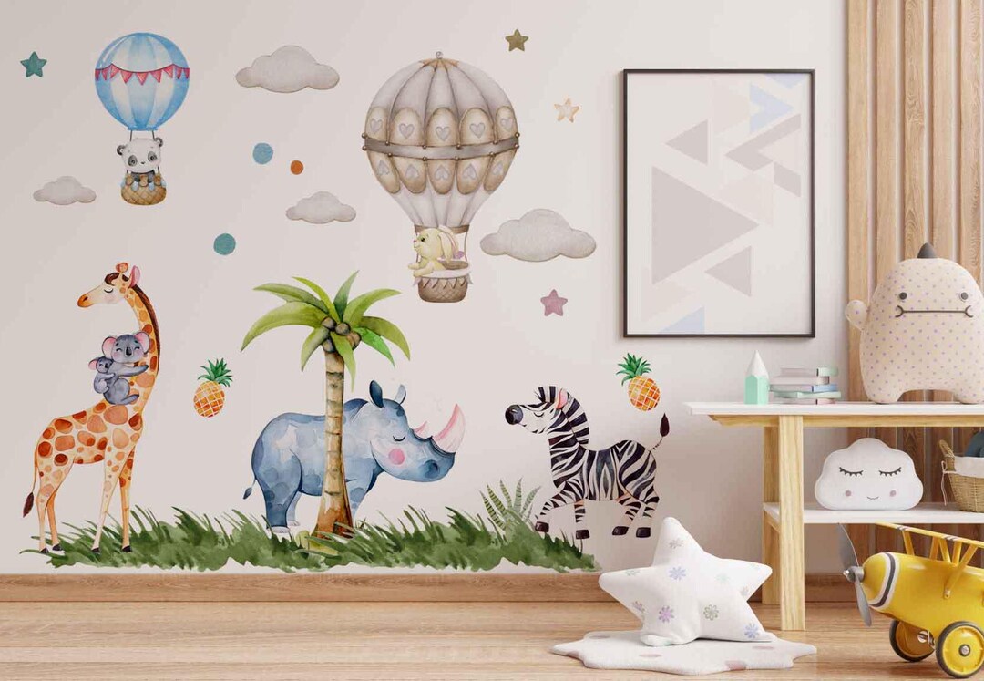 Watercolor Safari Animals Wall Stickers: Kids Room Decor - Etsy