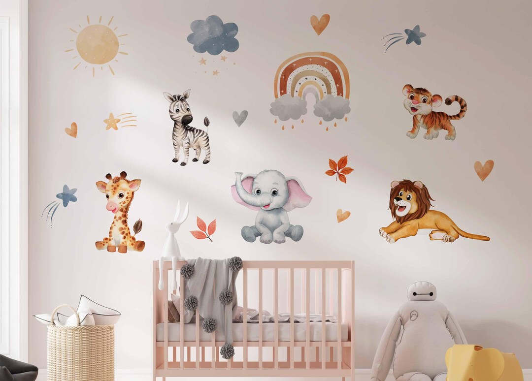 Safari Animals Wall Decals: Baby Nursery Decor - Etsy