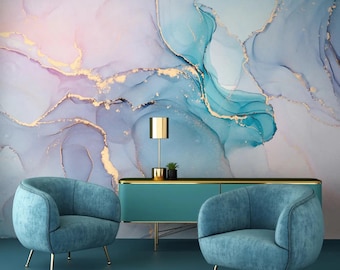 Peel and Stick abstracte marmeren behangmuurschildering: luxe kunst voor woonkamermuren
