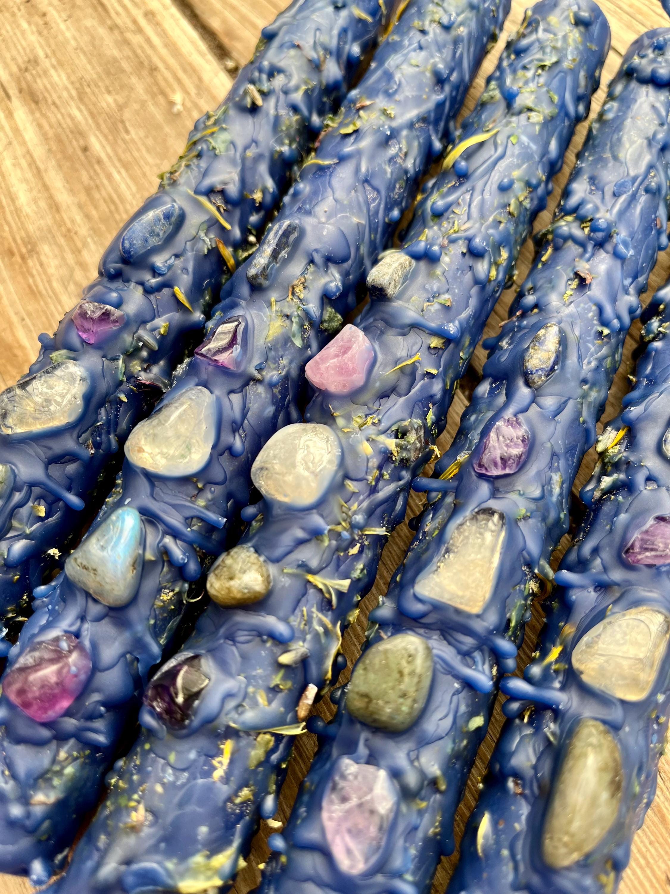 Handcrafted Third Eye Chakra Candle With Herbs and Crystals | Enhance ...