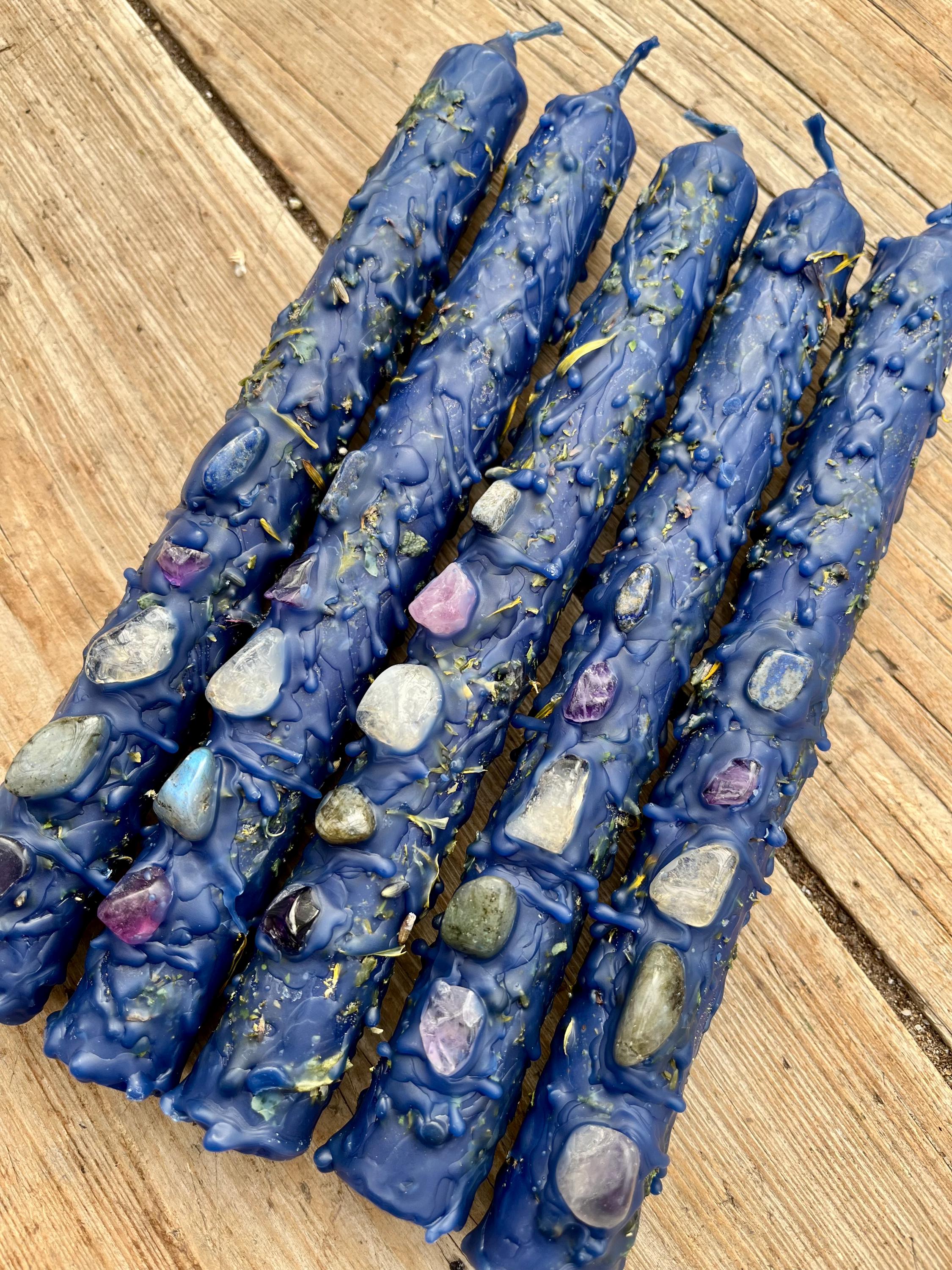 Handcrafted Third Eye Chakra Candle With Herbs and Crystals | Enhance ...