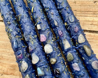 Handcrafted Third Eye Chakra Candle with Herbs and Crystals | Enhance Inner Vision, Clarity and Intuition
