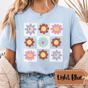 Checkered Flowers shirt, Floral Spring Shirt, Aesthetic Flower Tee ,Vintage Floral Top ,Boho Spring Outfit , Cottagecore Tee