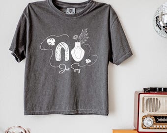 Just Say No Graphic Tee – Retro Boho Comfort Colors Boxy Crop