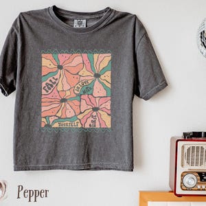Retro Floral Crop Top: Comfort Colors Boxy Tee, Boho Style