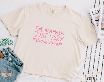 Overwhelmed Graphic Tee: Comfort Colors Boxy Crop T-Shirt