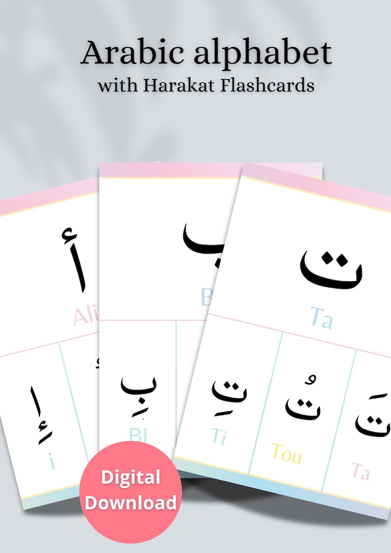 Arabic Alphabet Flashcards With Vowels | Learn Arabic Reading Fast ...