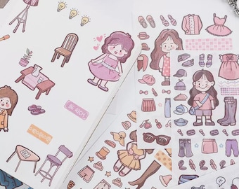 Kawaii Girl Stickers for Journal, Planner & Scrapbook