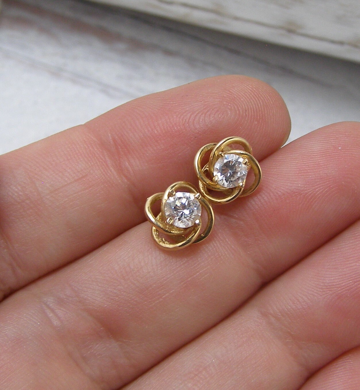 ピアス STONEHENgE Stonehenge Love Knot 14K cubic earrings StoneHenge Love Knot 14K Earrings SA24C45B Cubic Zirconia