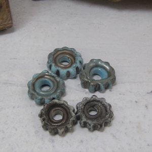 Hand made lampwork Glass Gear Beads, Rustic Steampunk Bead for Jewelry Design