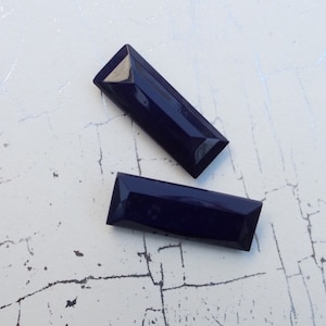 Vintage Glass Cabochons Navy Blue Rectangle Cabs for Collage Mixed Media Jewelry Making