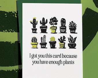 Funny Plant Lover Card: Houseplant Hoarder Humor Greeting