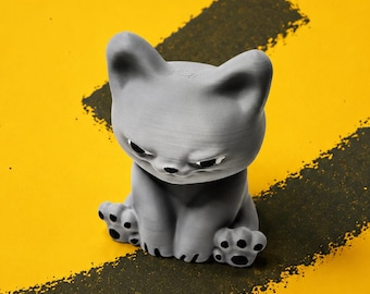 Snarky Desk Cat Figure, Bookshelf Gift, Hand-painted Office Decor for Cat Lover