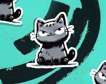 Snarky Cat Sticker, Adorable Feline, Laminated Matte Vinyl Decal