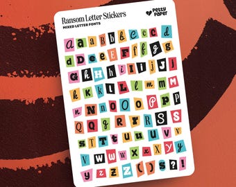 Ransom Note Sticker Sheet: Colorful Alphabet Collage for Journaling