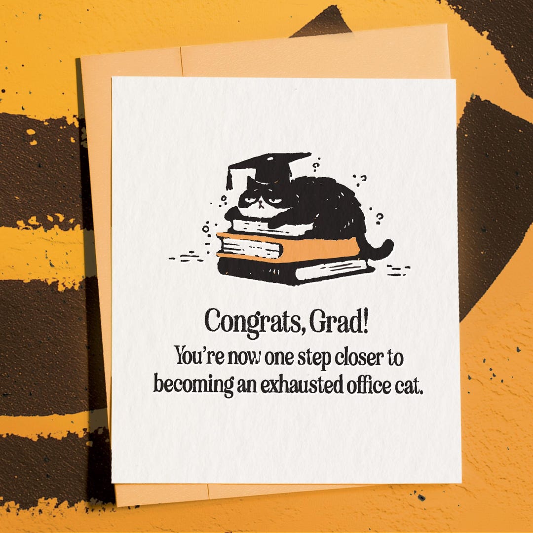 New Grad Card for Cat Lovers, School Graduation Greeting, Snarky Office ...
