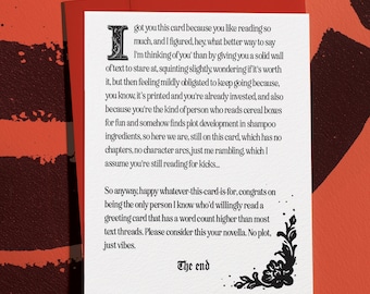 Bookish Reader Birthday Card for Bookworm: Witty Gag Gift Greeting for Book Lover