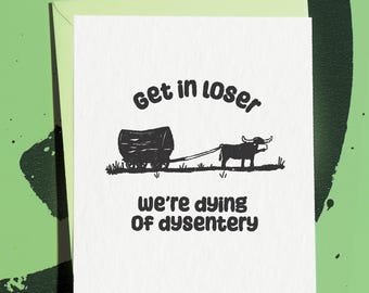 Greeting Card for Gamer: 'You Died of Dysentery' Funny Retro Videogame Humor