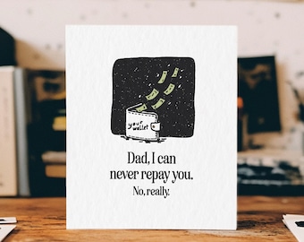 Funny Father's Day Card: IOU Dad, Lost Money, Snarky Greeting