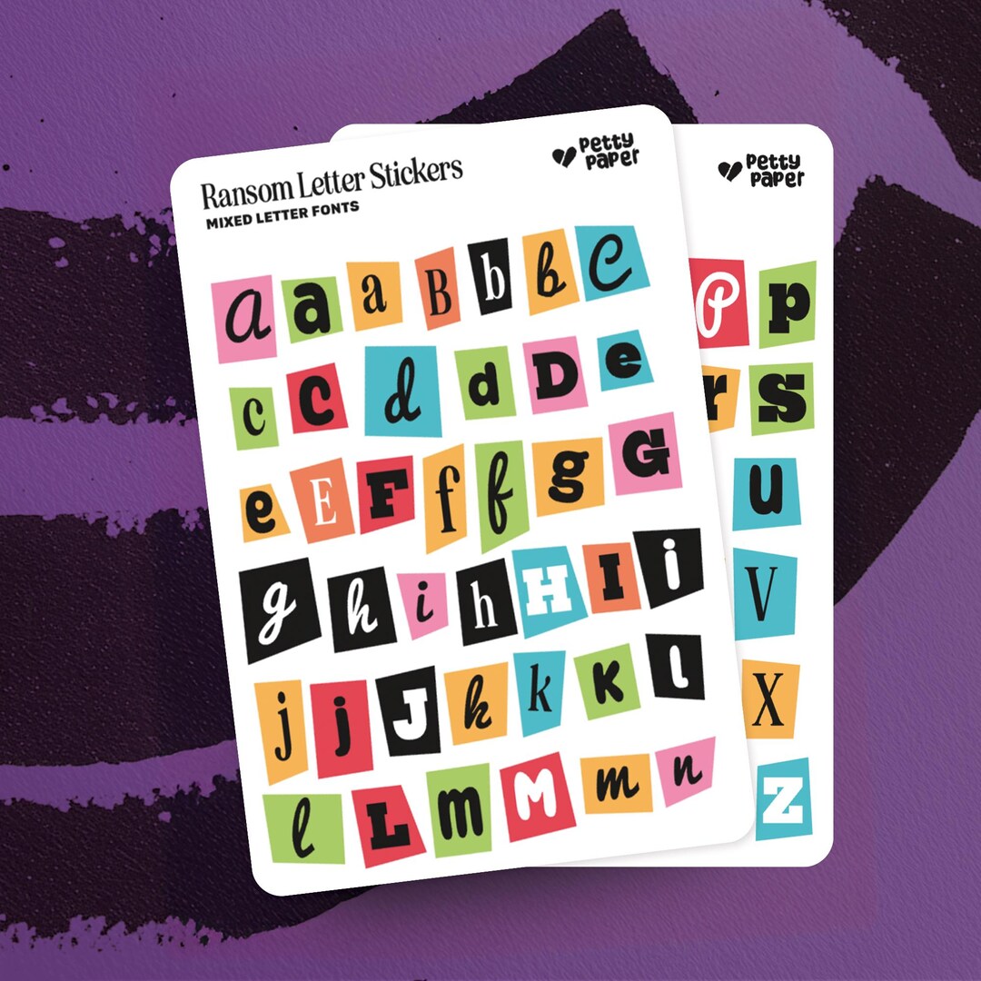 Ransom Note Sticker Sheet: Colorful Alphabet Collage for Journaling ...