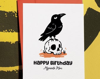 Morbid Birthday Card for Friend: Sarcastic Dark Humor Greeting with Raven