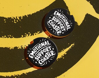 Emotional Support Car Coaster Gift Set for New Driver, Absorbent Ceramic Cupholder Accessory