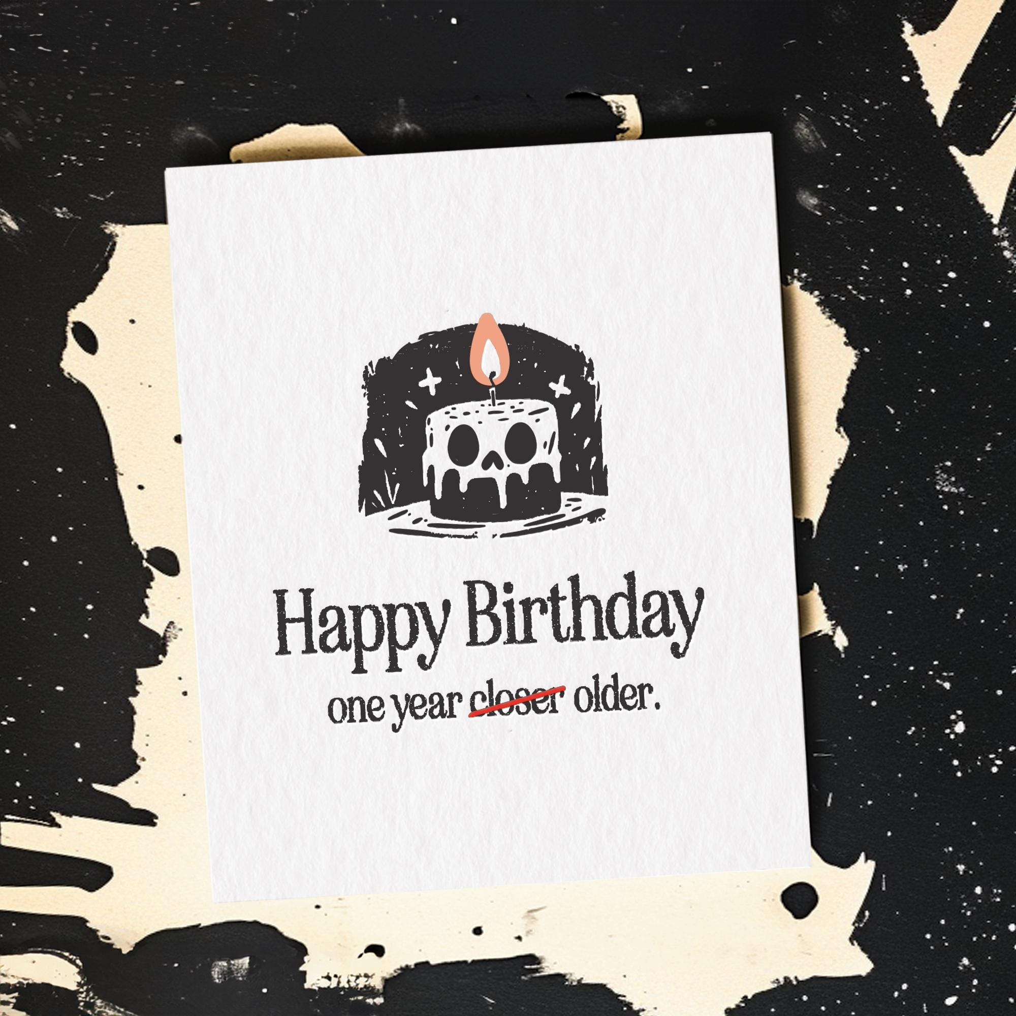 Dark Humor Birthday Card: Gothic Grim Reaper Candle, Snarky Bday