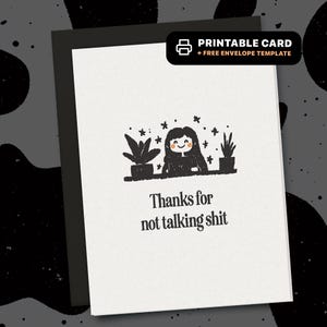 Carte drôle imprimable pour collègue de bureau, Merci de ne pas parler de la merde, carte à téléchargement immédiat pour la meilleure amie, voeux numérique sarcastique pour le travail