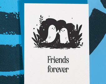 Ghost Friends Forever Card, Spooky Halloween Stationery